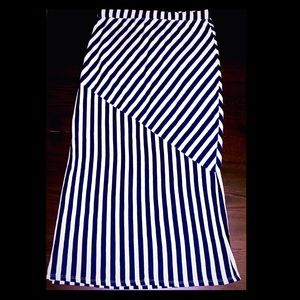 SOULMATES NAVY BLUE & ALMOND STRIPE MAXI SKIRT